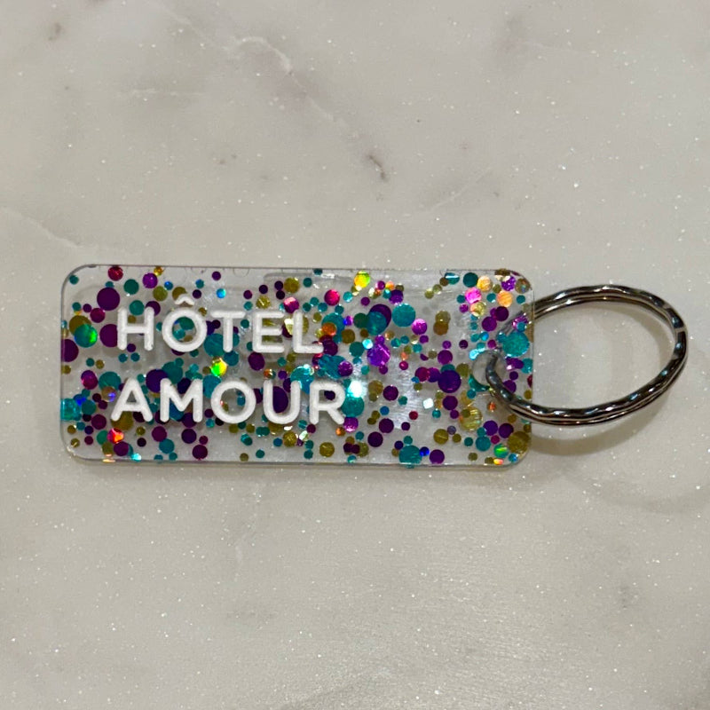 HOTEL AMOUR Porte-clés à paillettes