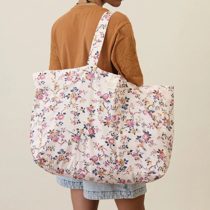 Tote Bag Beverly en coton bio - Cream Rétro Garden