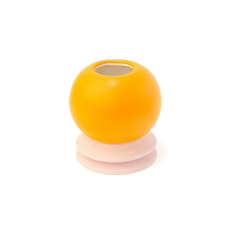 vase boule orange et rose vifs