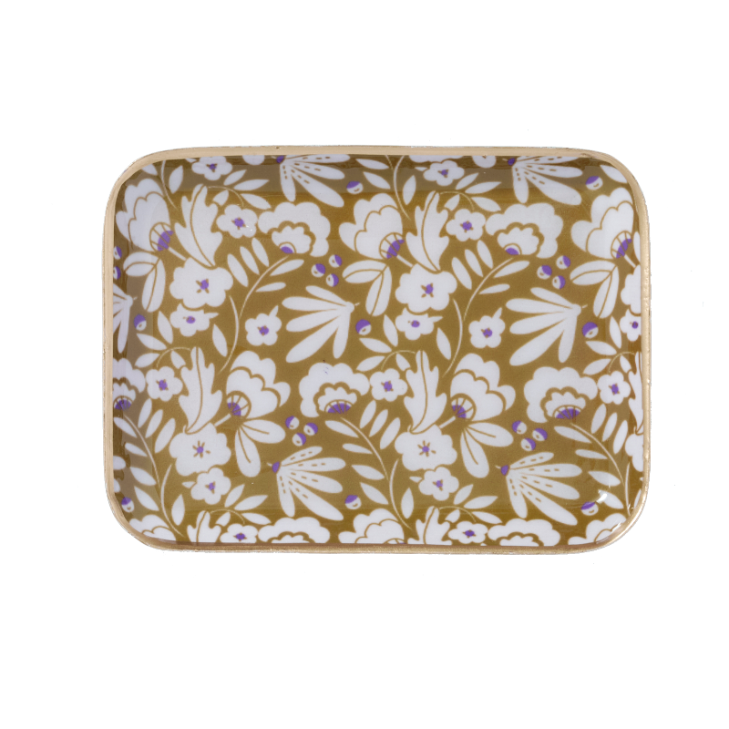 Plateau bohème chic avec fleurs en métal émaillé Tiny Curry