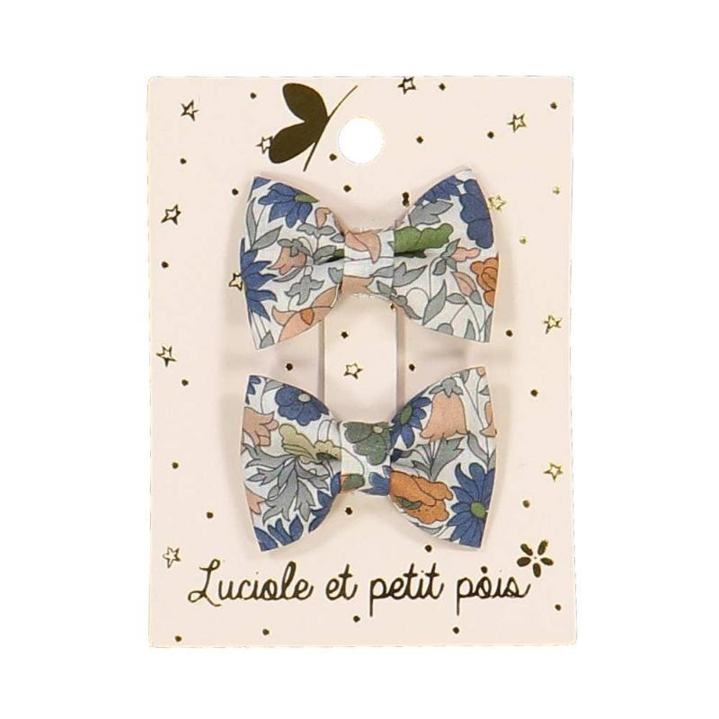 Barrettes mini papillon - Liberty Poppy Forest (paire)