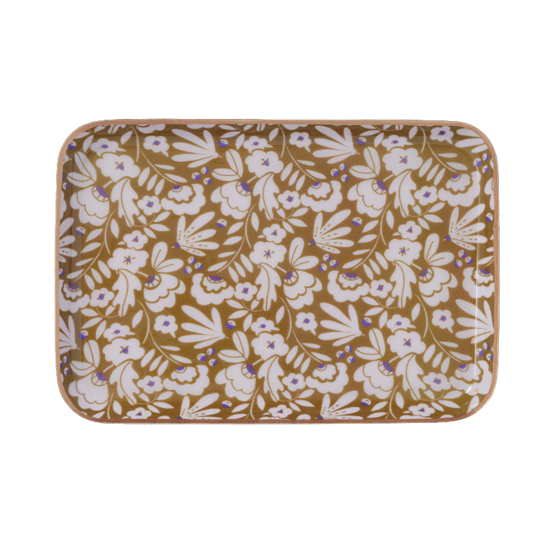 Plateau bohème chic avec fleurs en métal émaillé Iris Curry