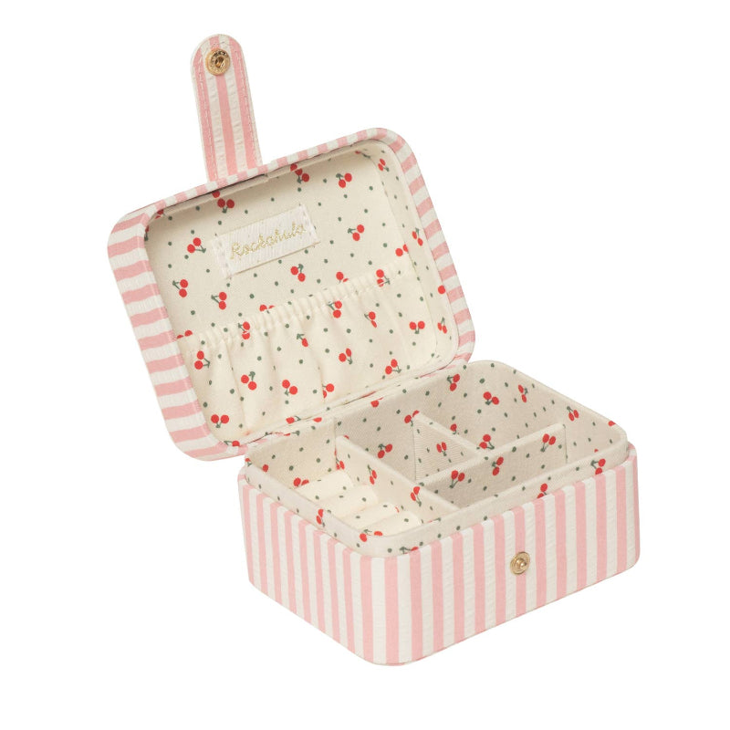 Boîte à bijoux rayée cerise