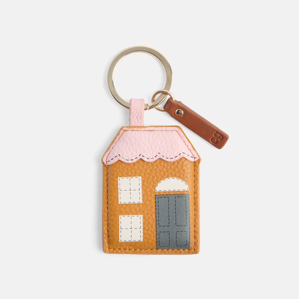 Porte-clés fantaisie Tan/Pink House
