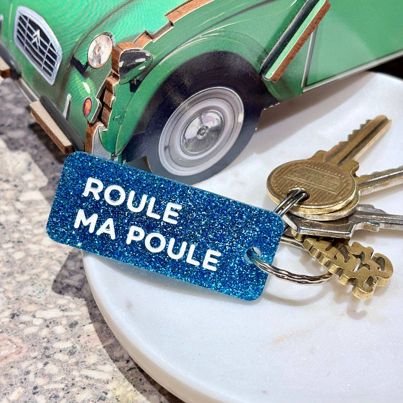 ROULE MA POULE Porte-clés à paillettes