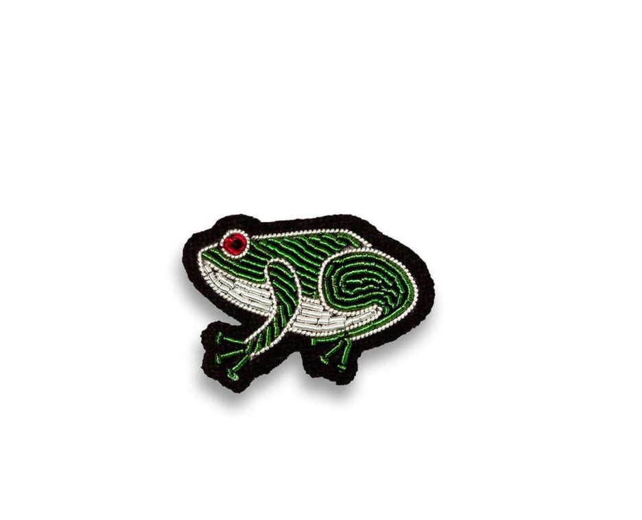 Broche brodée main - Grenouille