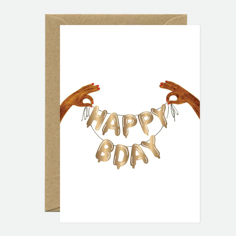 Carte de Voeux - Gold birthday ballons