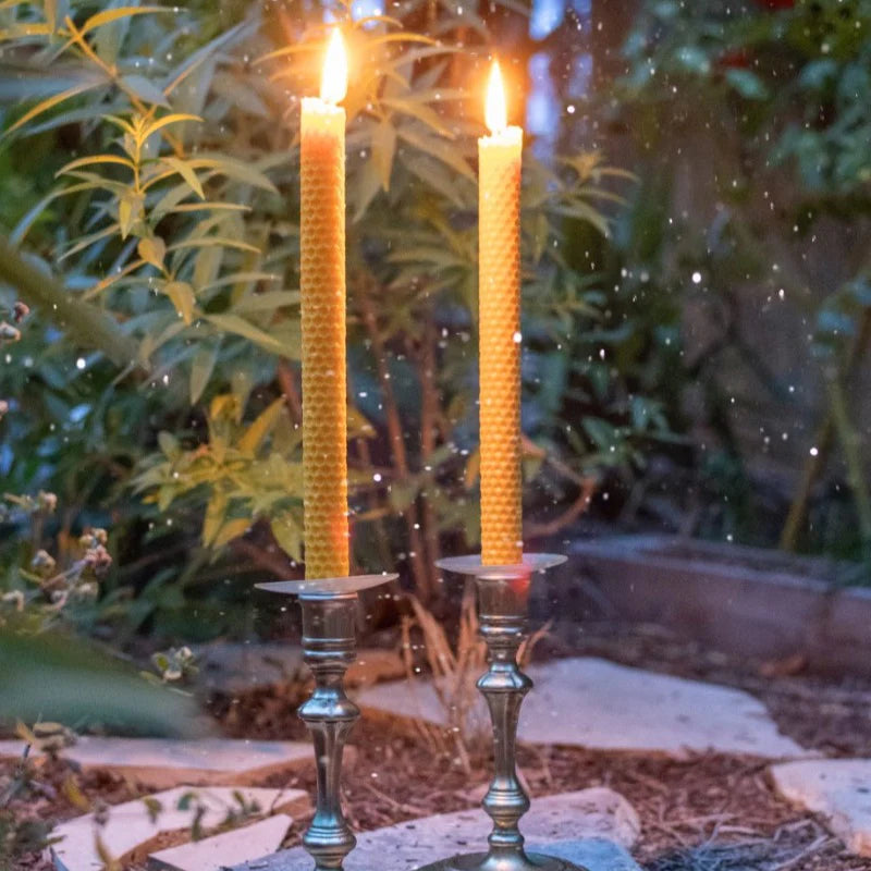 Lot 3 Bougie chandelle Lucienne en cire d'abeille faite-main