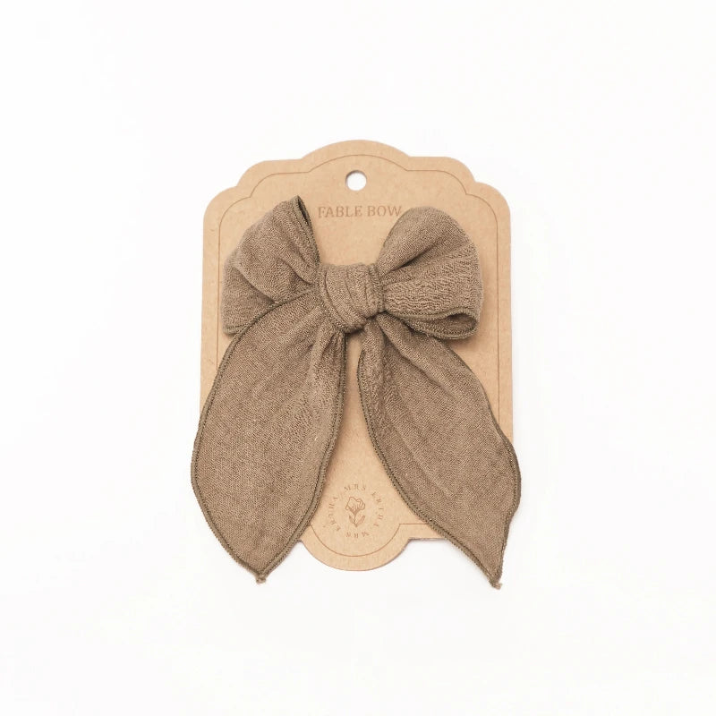 Barrette grand noeud - Fable - Olive