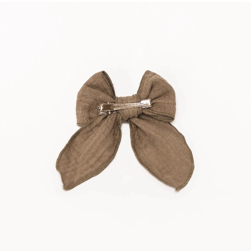 Barrette grand noeud - Fable - Olive