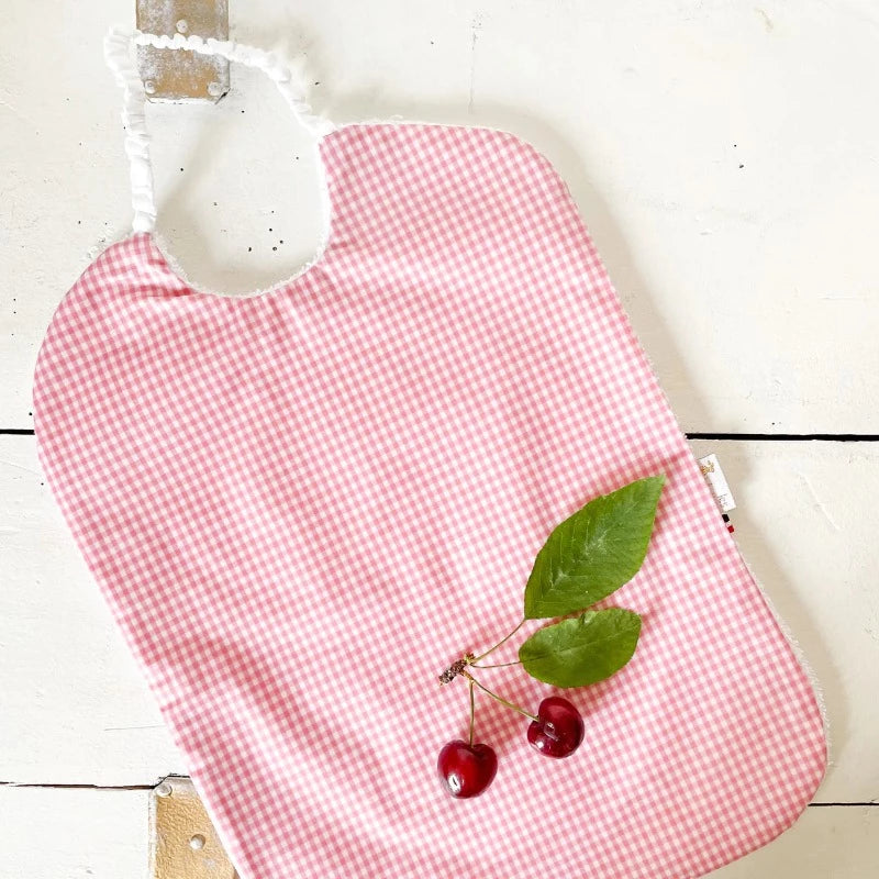 Bavoirs serviette de cantine à col élastique vichy rose