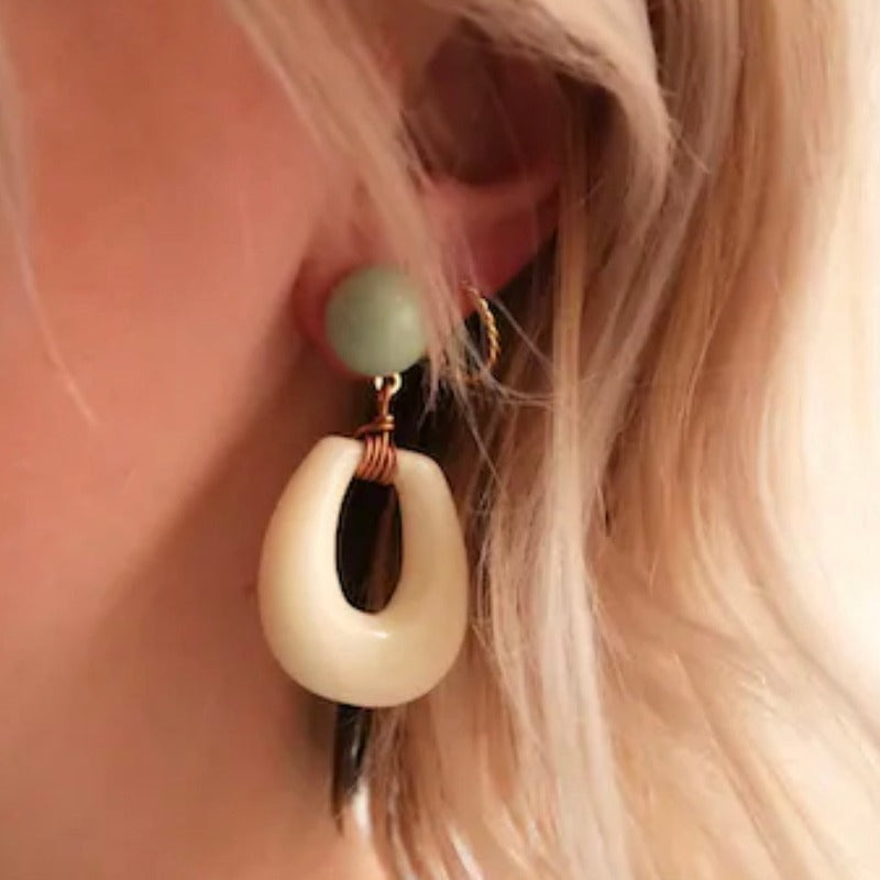 Boucles d’oreilles Talia - Beige et Vert