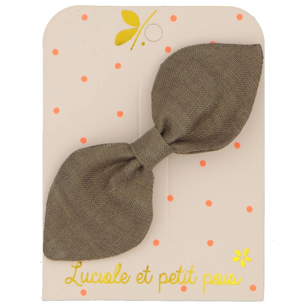Barrette nœud lapin - Lin kaki