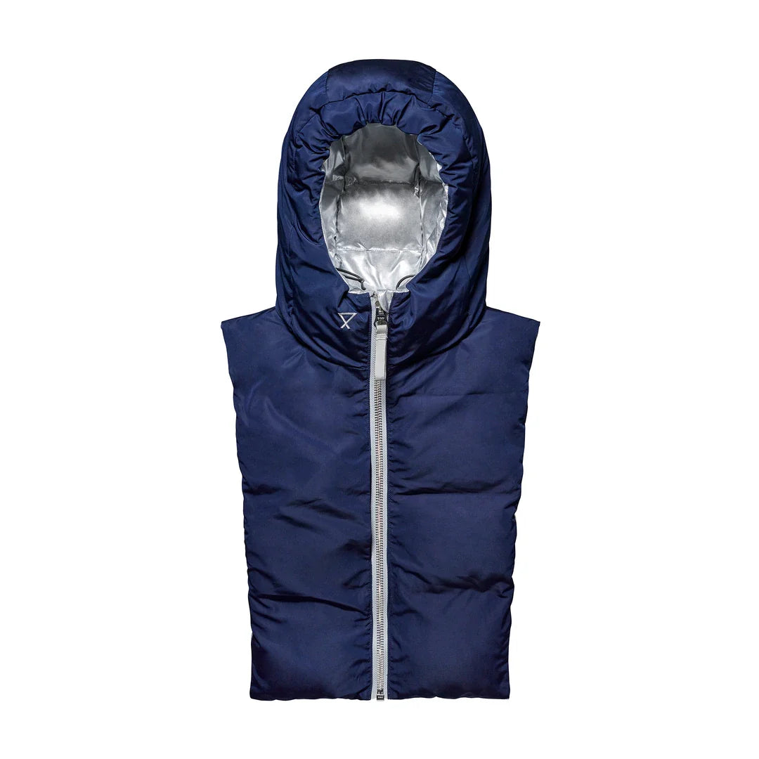 Capuche doudoune réversible - Argentée et Marine