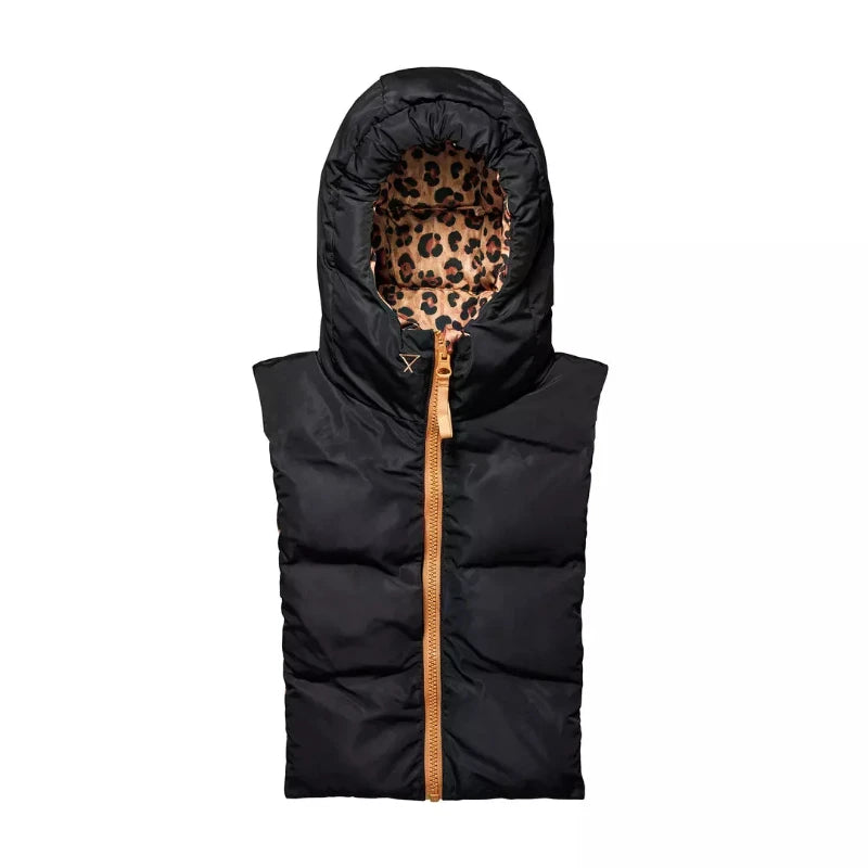 Capuche doudoune réversible - Léopard et noire