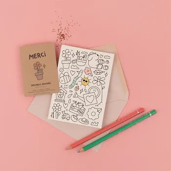 Carte à colorier et Sachet de graines - Nounou adorée