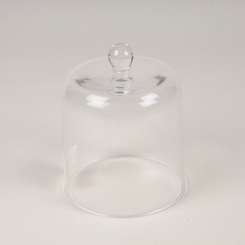 Cloche en verre transparent avec poignée. Caractéristiques Matériau : verre Diamètre : 10.5cm Hauteur 13cm