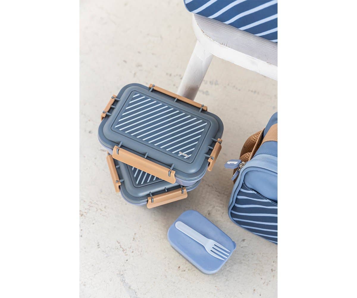 Boîte à lunch scolaire pour enfants Stripes Blue
