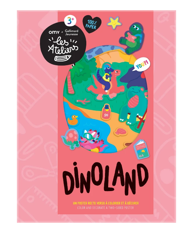 Les Ateliers Omy - Dinoland - Poster recto verso à colorier et à décorer