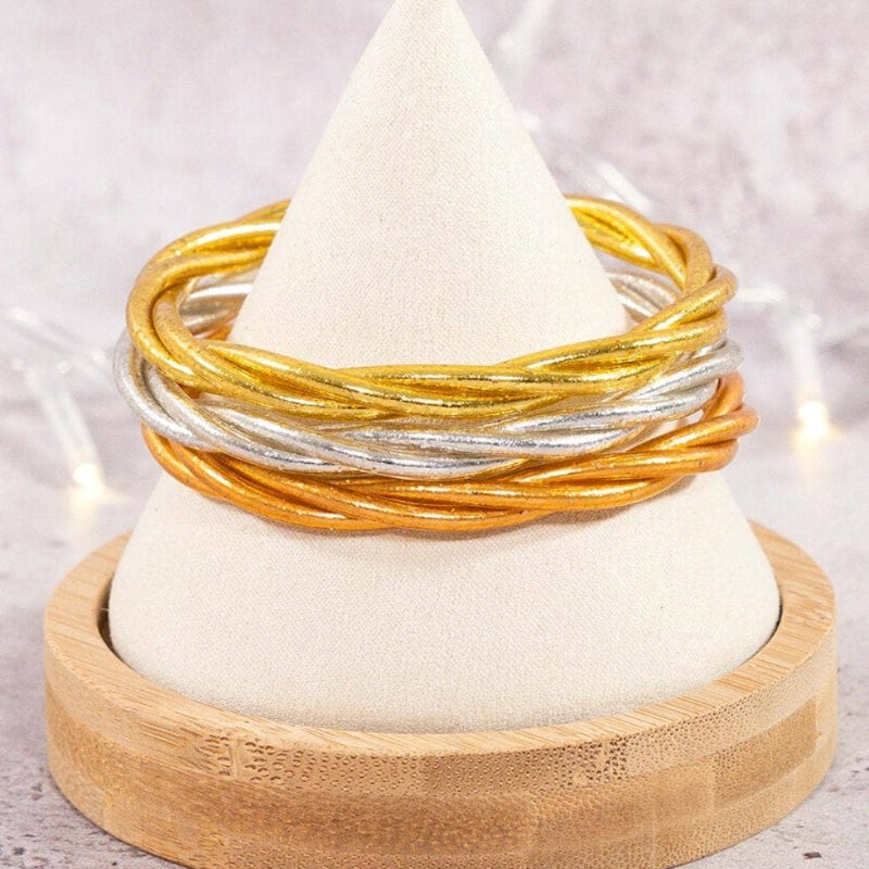 1 Bracelet jonc bouddhiste twist or - taille M: Or