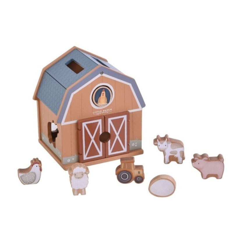 Nouveauté Little Dutch - Grange en bois et formes encastrables.