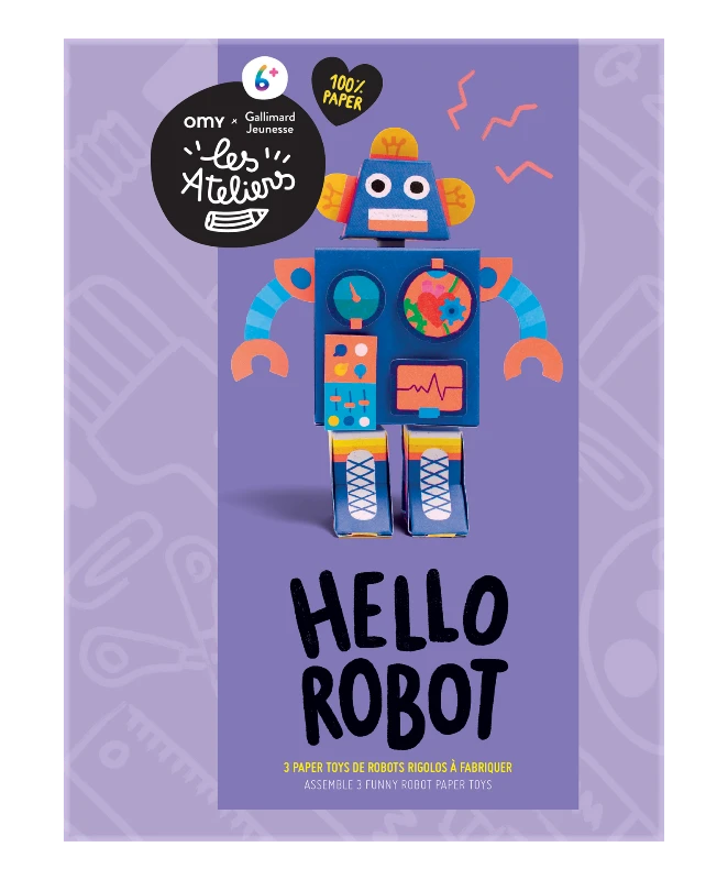 Les Ateliers Omy - Hello Robots - 3 paper Toys à fabriquer