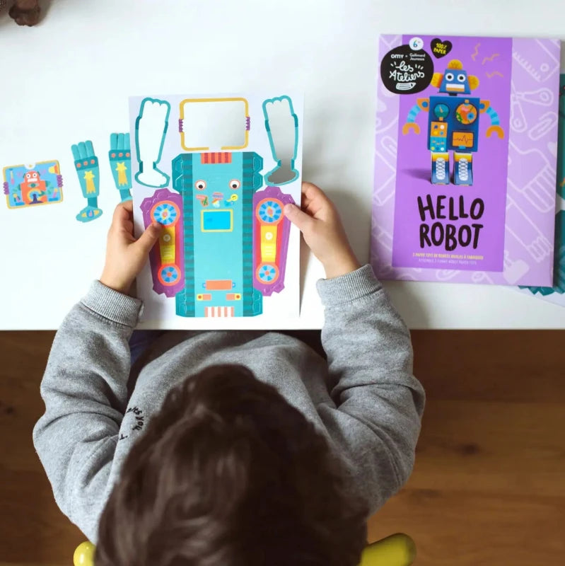 Les Ateliers Omy - Hello Robots - 3 paper Toys à fabriquer