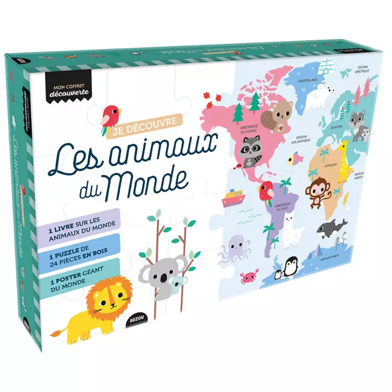 Je découvre les animaux du monde - Coffret d’éveil