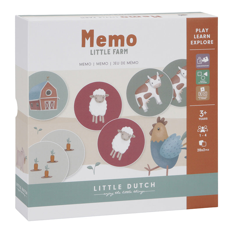 jeu de memory sur le theme de la ferme avec 20 paires à retrouver