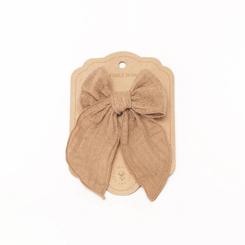 Barrette grand noeud - Fable - Taupe