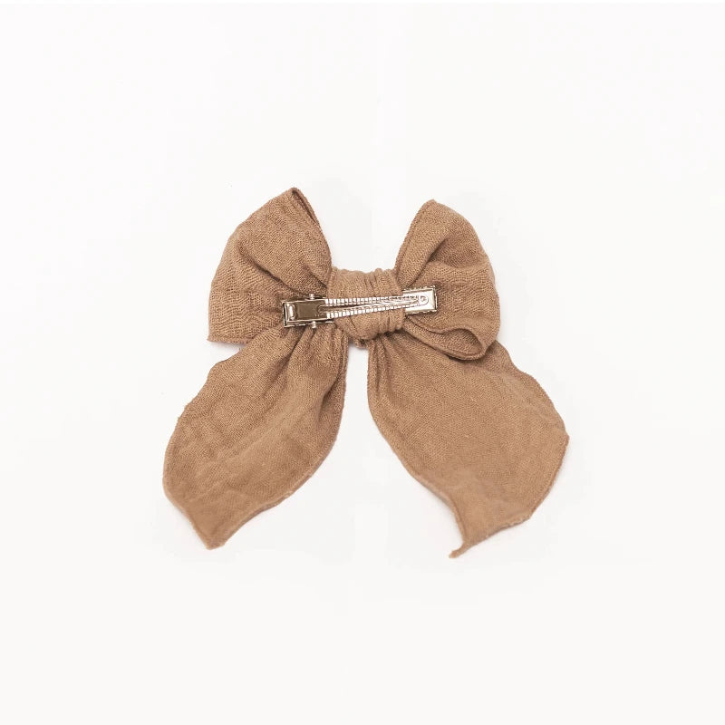 Barrette grand noeud - Fable - Taupe