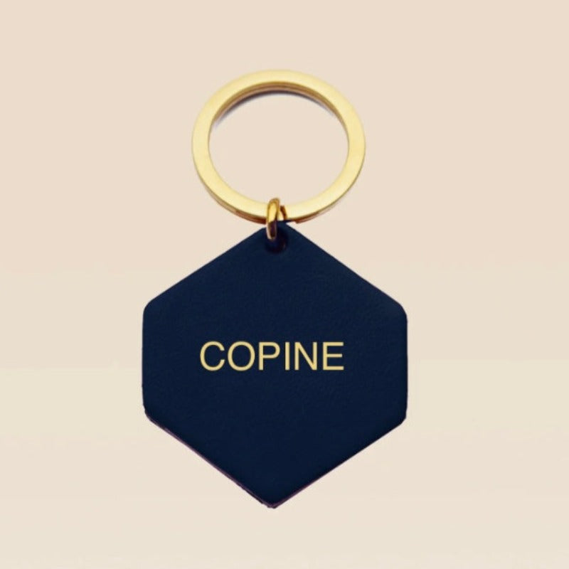 Porte-Clés en cuir Bleu Nuit - Copine