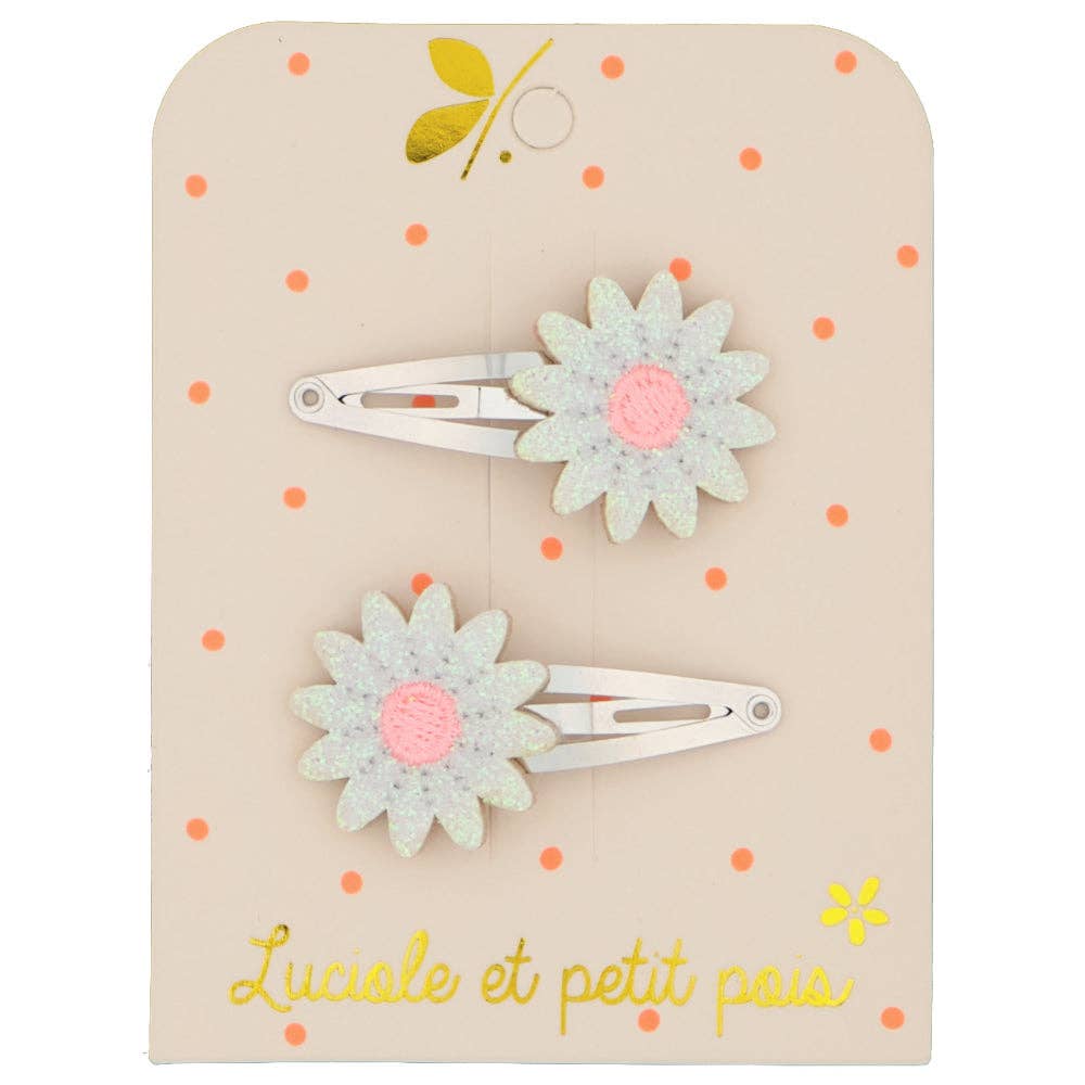 Barrettes marguerites roses