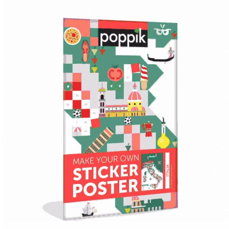 Art stickers.Sur le grand poster partiellement coloré, l'enfant colle les stickers aux couleurs et aux motifs variés en suivant les numéros indiqués. Petit à petit, la carte d'Italie apparaît, comme par magie ! On colle les stickers les uns à côté des autres, à la manière d'une mosaïque géante en stickers, ou d'un coloriage géant en stickers. - Découvrez avec cette carte illustrée les trésors de l'Italie, ses monuments, ses paysages et bien d'autres richesses culturelles
