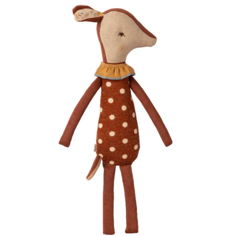 Doudou Bambi Maileg, peluche de 40 cm, à offrir dès la naissance. Une face endormie, une face éveillée.