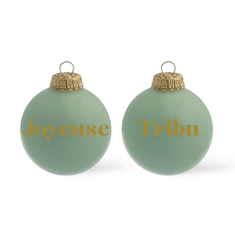 Boule de Noël collection Pantone, coloris Tilleul, serigraphie dorée Joyeuse Tribu