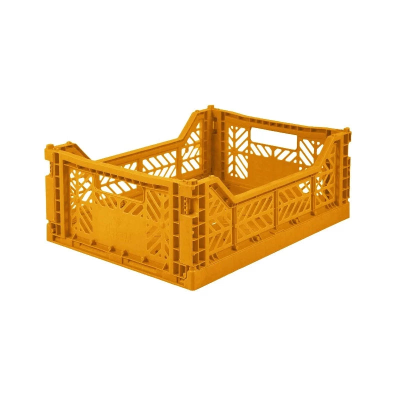 Caisse de Rangement Pliable Midi Box Mustard Aykasa, format medium.