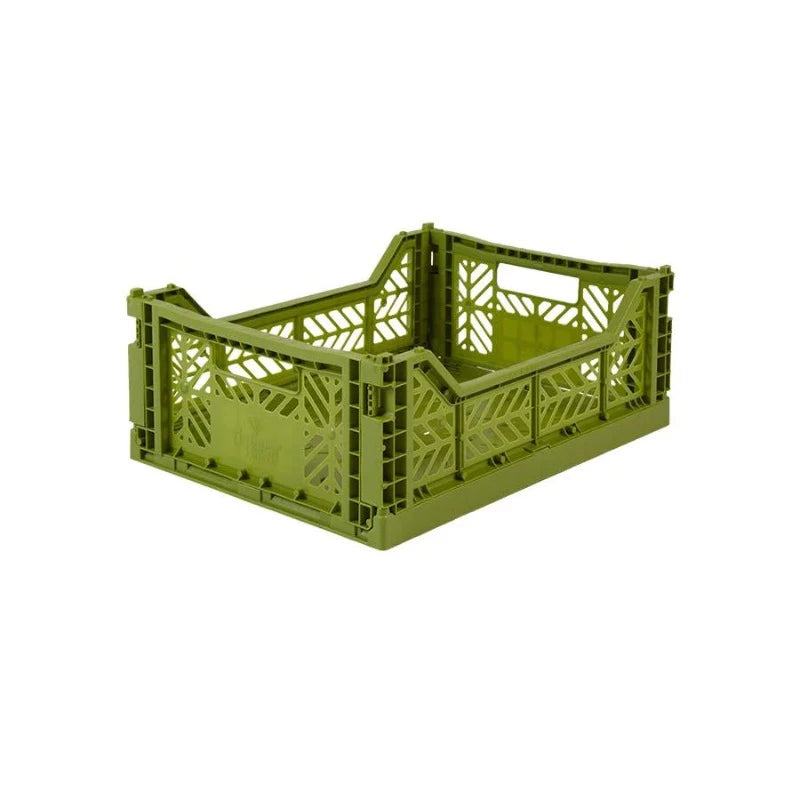 Caisse de Rangement Pliable Midi Box Olive Aykasa, format medium.