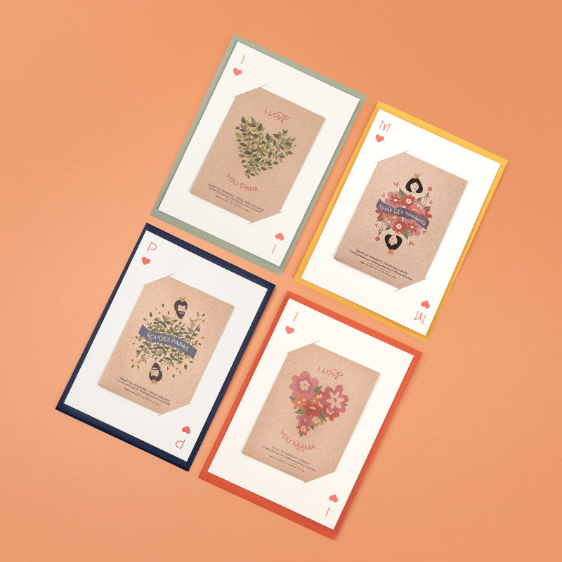 Sachet de 70 x 100 mm en papier en kraft, FSC, recyclé et recyclable, compostable Contient env. 350 graines / Surface de 3 m2 ou 8 pots Des graines de fleurs des champs françaises, bio, reproductibles et mellifères Carte de support imprimée | Verso ivoire | Format A6 | Grammage épais de 324 g Enveloppe jaune made in France et recyclable | Format : 114×162 mm Pour les indécis, cette variété annuelle est en réalité un panaché de plusieurs fleurs champêtres.