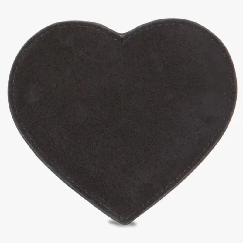 Porte-monnaie en cuir noir effet daim. Porte-monnaie Coco de Maradji. Dimensions 9x11cm.