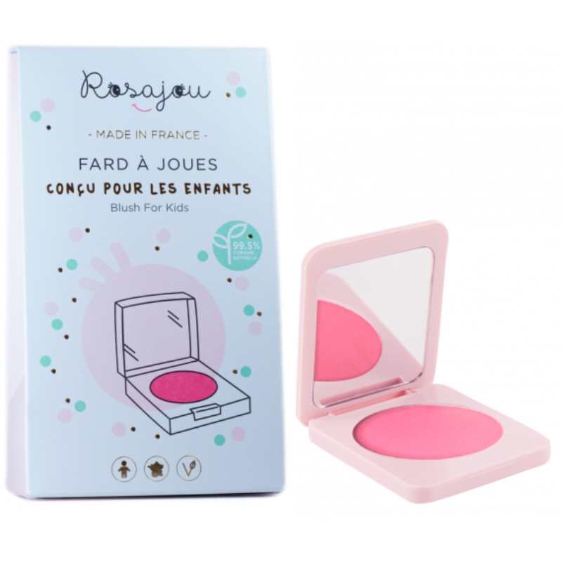 Caractéristiques Fard à joues poudre dans son boitier miroir Formule VEGAN à base de talc et nacres minérales Conçu pour les enfants Contenance : 7 g Testé sous contrôle dermatologique. Convient aux peaux sensibles Ne convient pas aux enfants de moins de 3 ans. Produit fragile, la poudre risque de casser en cas de chute. 99.5% d’ingrédients d’origine Fabriqué en France, en Normandie