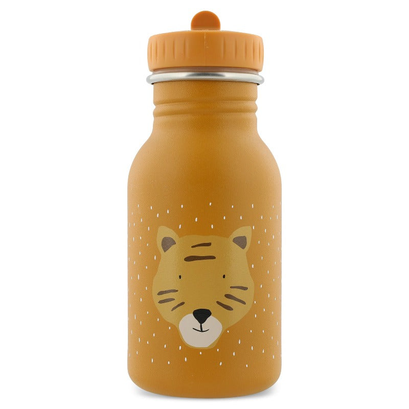Gourde en acier inoxydable Les gourdes trixie possèdent un design coloré et épuré. Très pratique avec leur petite lanière amovible pour les porter au poignet, votre enfant aura toujours sa boisson à porter de main. Elles sont déclinées en plusieurs modèles : ours polaire, lion, crocodile, lapin, flamant rose, homard, tigre, singe ...