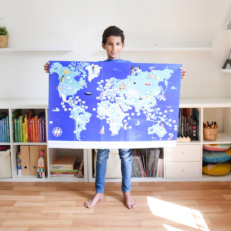 Affiche à compléter avec les drapeaux du monde. Poppik activité créative.