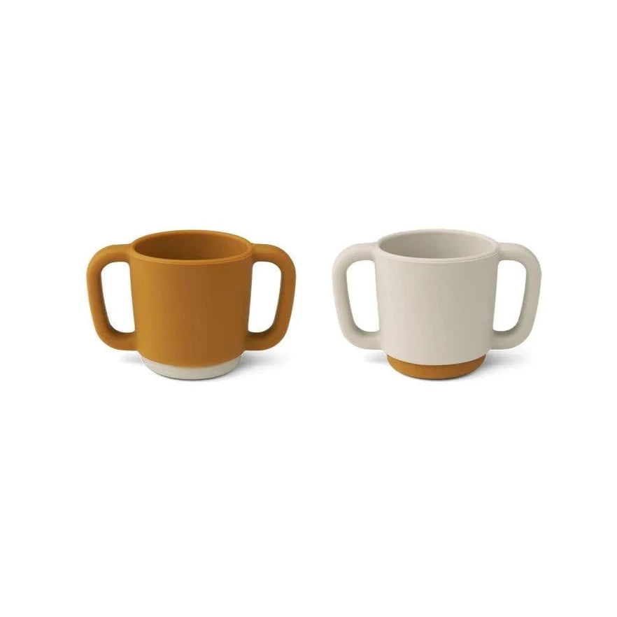 Lot de 2 tasses Alicia pour bébé de Liewood. Tasse avec 2 anses en silicone.