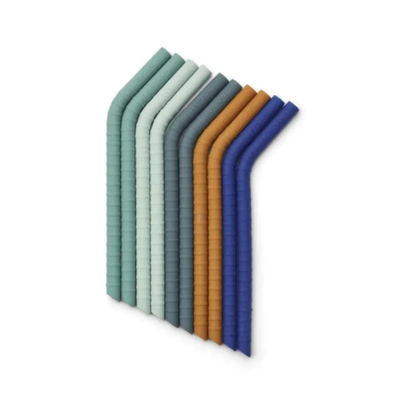 lot de 10 pailles réutilisables modèle Jonas de Liewood. Pointe coudée