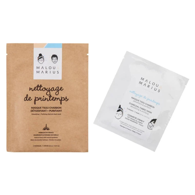 Masque Tissu au charbon Constitué de fibres de charbon issues du bambou, il possède un fort pouvoir absorbant lui permettant de retenir les impuretés. Ses propriétés purifiantes, il est parfait pour les peaux mixtes. L’association de deux acides avec un affineur et un matifiant cutané, aide à contrôler la croissance bactérienne, lutter contre la brillance tout en éliminant les pores bouchés.