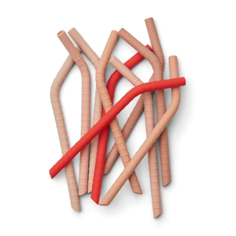 lot de 10 pailles réutilisables modèle Jonas de Liewood. Pointe coudée