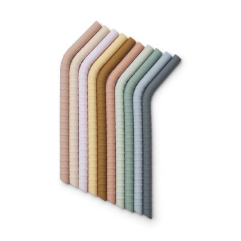 lot de 10 pailles réutilisables modèle Jonas de Liewood. Pointe coudée