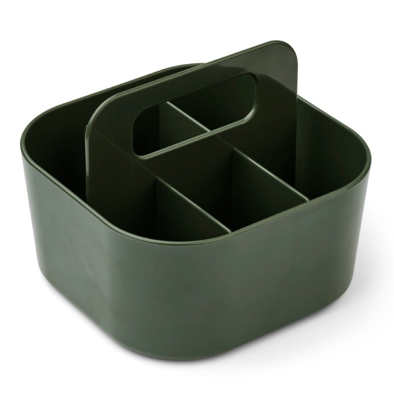Panier de rangement May, oragnisateur de bureau, chambre ou salle de bain. Coloris hunter green, comprenant 6 compartiments, léger et pratique. Produit Liewood.