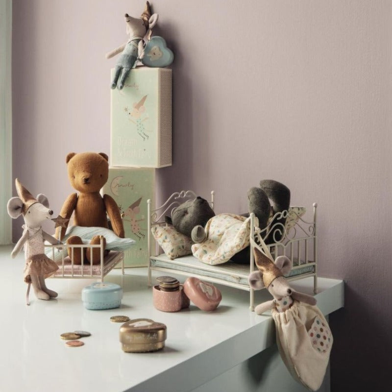 Souris Fée des Dents dans sa boîte d'allumettes - Rose